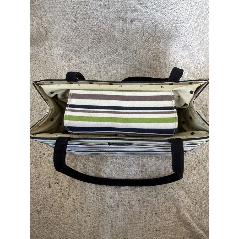 Vintage Kate Spade New York 90's Y2K Pinstripe Canvas Shoulder Bag